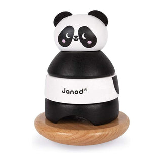 Janod Panda Tumbler | Wooden Stacking & Rocker Early Learning Toy | Age 12m+