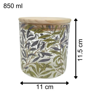William Morris Willow Bough Glass Canister, 850ml Storage Jar Airtight Lid