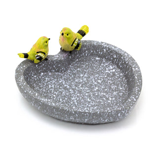 Heart Shaped Grey Garden Bird Bath | Outdoor Bird Water Bath Garden Ornament | Birdbath Bowl Bird Feeder Bird Water Bath Garden Decor - 25cm