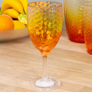 Orange Ombre Plastic Wine Glass Reusable Wine Glass Goblet Garden Picnic - 400ml