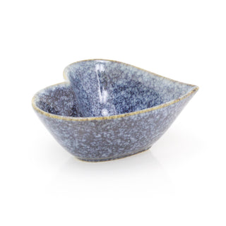 13cm Blue Speckled Glaze Stoneware Heart Display Bowl | Decorative Love Heart Trinket Dish Vanity Bowl | Heart Shaped Dish Ornament Key Bowl Jewellery Dish