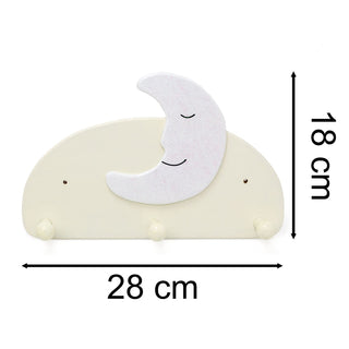 Children's Moon Coat Rack | Kids Wall Mounted Wooden Coat Hooks 3 Coat Pegs