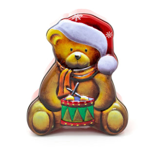 Charming Christmas Storage Tin With Festive Designs for Sweets Treats Surprises - Teddy Bear