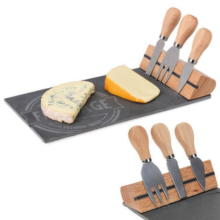 Beautiful Slate Cheese Board With Knives Set | Cheese Platter Knife Set Slate Serving Platter Set | Charcuterie Platter and Serving Meat Board | 30x15cm