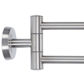 2 Bar Stainless Steel Wall Mounted Swivel Towel Rail | Metal Towel Rack Swing Bathroom Towel Holder | Silver Double Bar Bathroom Towel Rail