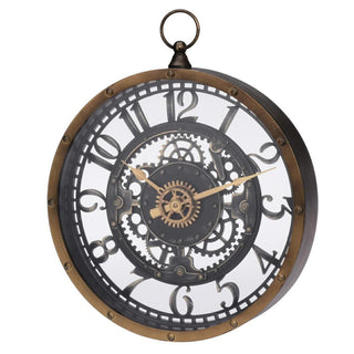 Industrial Retro Pocket Watch Gear Cog Clock | Steampunk Vintage Style Wall Clock | Silent Wall Clock Antique Effect Distressed Round Clock