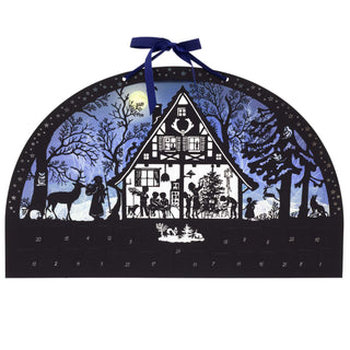 Deluxe Moonlight Silhouette Christmas Advent Calendar | Winter Cottage In The Woods Advent Calendar | Alpine Picture Advent Calendar