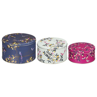 Sara Miller Set Of 3 Orchard Design Round Nesting Cake Tins | Cake Storage Tins