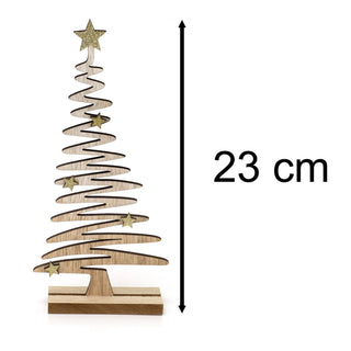 Rustic Wooden Christmas Tree On Stand | Handcrafted Xmas Tree Silhouette - 23cm