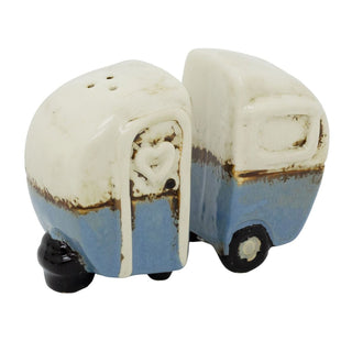 Caravan Salt and Pepper Shakers, Blue and White Camping Van Salt & Pepper Pots