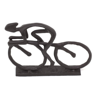 Cast Iron Cyclist Sculpture Cycling Ornament | Metal Bike Racing Man Decoration | Cycling Sculpture Sports Decorations | Abstract Ornaments Cycling Gifts