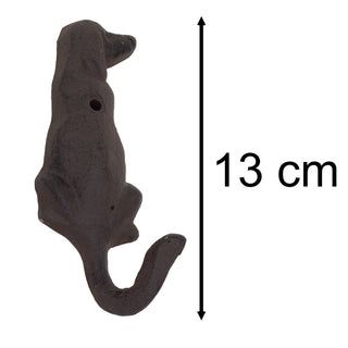 Cast Iron Dog Tail Wall Hook, 13cm Rustic Novelty Wrought Iron Dog Hook