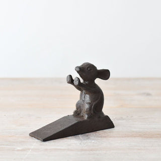 Cast Iron Mouse Door Wedge | Rustic Metal Iron Mouse Door Stop - 13x11cm