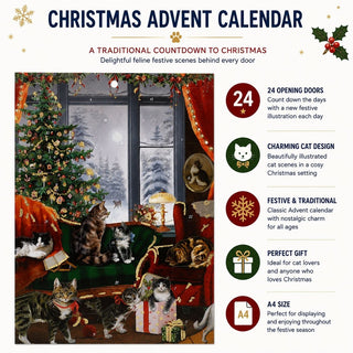 Cats at the Window Christmas Advent Calendar, A4 Traditional Picture Calendar
