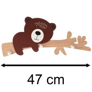 Childrens Wooden Animal Coat Rack | Wall Mounted Kids Bedroom Wall Hooks - Bear