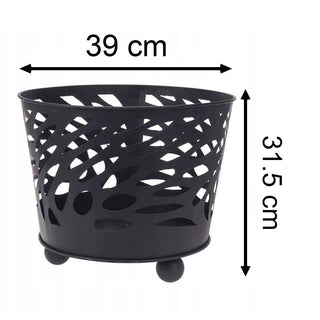 Round Black Steel Brazier Fire Pit Basket | Outdoor Log Burner Fire Basket Patio Heater | Wood Burner Basket Garden Fire Pit Campfire - Design Varies One Supplied