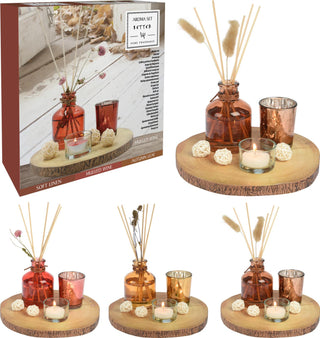 Aromatherapy Gift Set Candles And Fragrance Diffuser Set | Candle Tray Tealights Votive | Reed Diffuser Set Aroma Gifts - One Supplied