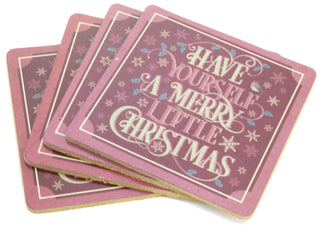 Set Of 4 Traditional Christmas Design Wipe Clean Table Coasters