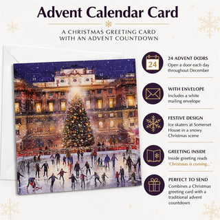 Somerset House at Christmas Advent Greetings Card, Ice Skating Advent Card