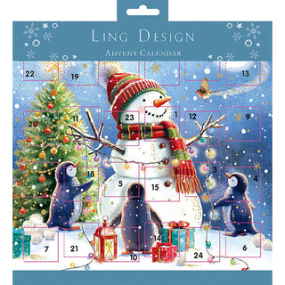 Festive Fun Christmas Advent Calendar Greetings Card, Snowman & Penguins