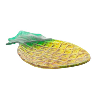 Pineapple Serving Platter 35cm Textured Glass Tropical Party Plate Dish