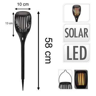 3 In 1 Flame Effect Solar Garden Light | Outdoor Black LED Flame Torch Light