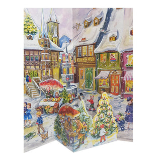 1952 Old Town Scene | Freestanding Traditional Christmas Paper Advent Calendar