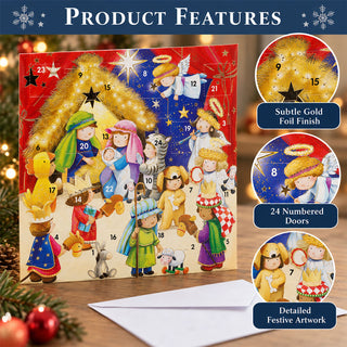 Nativity Scene Advent Calendar Greetings Card, 24 Door Christmas Advent
