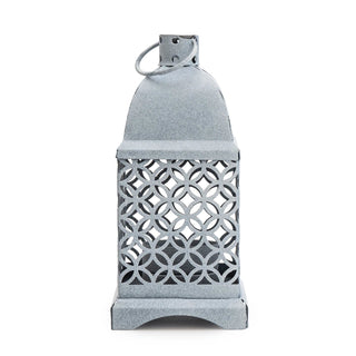 Distressed Grey Metal Tealight Lantern | Rustic Hanging Tea Light Candle Lantern