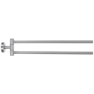 2 Bar Stainless Steel Wall Mounted Swivel Towel Rail | Metal Towel Rack Swing Bathroom Towel Holder | Silver Double Bar Bathroom Towel Rail