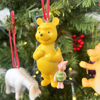Set Of 4 Winnie The Pooh Christmas Tree Decorations, Resin Gisela Graham