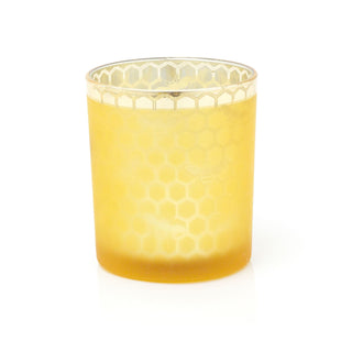 Summer Bee Gold Candle Holder | Golden Honeycomb Glass Candle Pot Silhouette Tealight Holder | Honey Bee Candle Holder Beehive Decoration