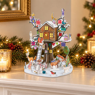 3D Petite Christmas Tree House Advent Calendar, Pop & Slot Woodland Scene
