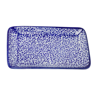 Rectangular Plate, 19cm Blue and White Floral Ceramic Serving Plate