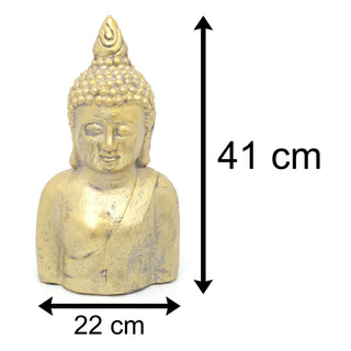 41cm Large Gold Buddha Garden Ornament | Antique Style Outdoor Buddha Statue | Buddha Head Bust Figurine Sculpture