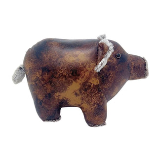 Cecil Pig Door Stop, 20cm Weighted Faux Leather Animal Doorstop - 1.8kg