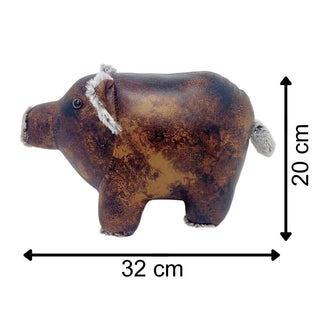 Cecil Pig Door Stop, 20cm Weighted Faux Leather Animal Doorstop - 1.8kg