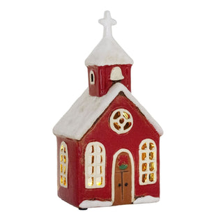 Ceramic Christmas Church Tealight Holder | Candle Holder Christmas Ornament