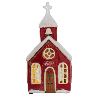 Ceramic Christmas Church Tealight Holder | Candle Holder Christmas Ornament