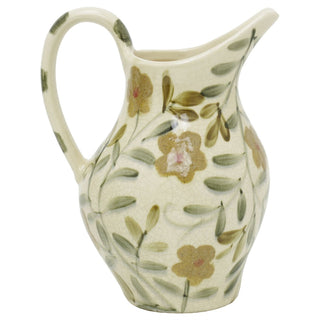 Ceramic Floral Jug Vase, 23 cm Decorative Pitcher Vase with Crackle Glaze