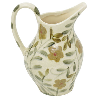 Ceramic Floral Jug Vase, 23 cm Decorative Pitcher Vase with Crackle Glaze