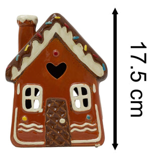 Ceramic Gingerbread House Christmas Tealight Holder | Festive Candle Ornament