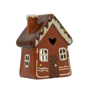 Ceramic Gingerbread House Christmas Tealight Holder | Festive Candle Ornament