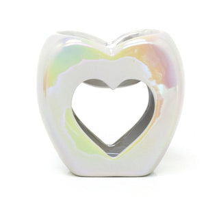 Ceramic Heart Oil Burner | Tea Light Wax Melt Warmer & Essential Oil Burner 11cm