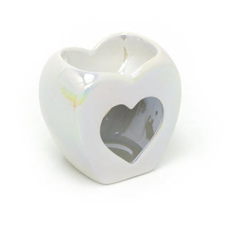 Ceramic Heart Oil Burner | Tea Light Wax Melt Warmer & Essential Oil Burner 11cm