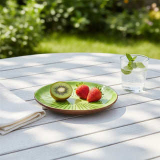 Ceramic Kiwi Plate, 16cm Round Fruit Shaped Dish Glazed Snack Side Plate