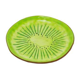 Ceramic Kiwi Plate, 16cm Round Fruit Shaped Dish Glazed Snack Side Plate