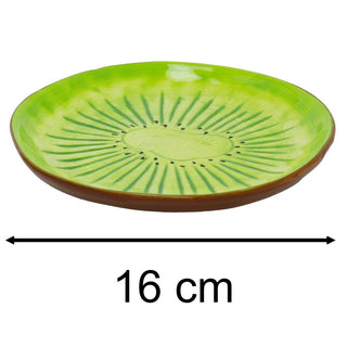 Ceramic Kiwi Plate, 16cm Round Fruit Shaped Dish Glazed Snack Side Plate
