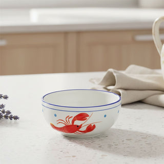 Ceramic Lobster Bowl, 510ml Nautical Embossed Lobster Dinnerware Bowl - 15cm