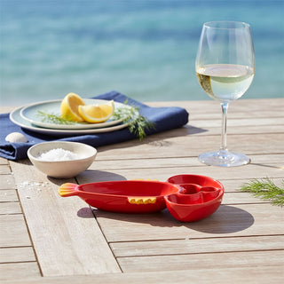 Ceramic Lobster Tapas Dish, 25cm Red Shellfish Coastal Snack Serving Platter